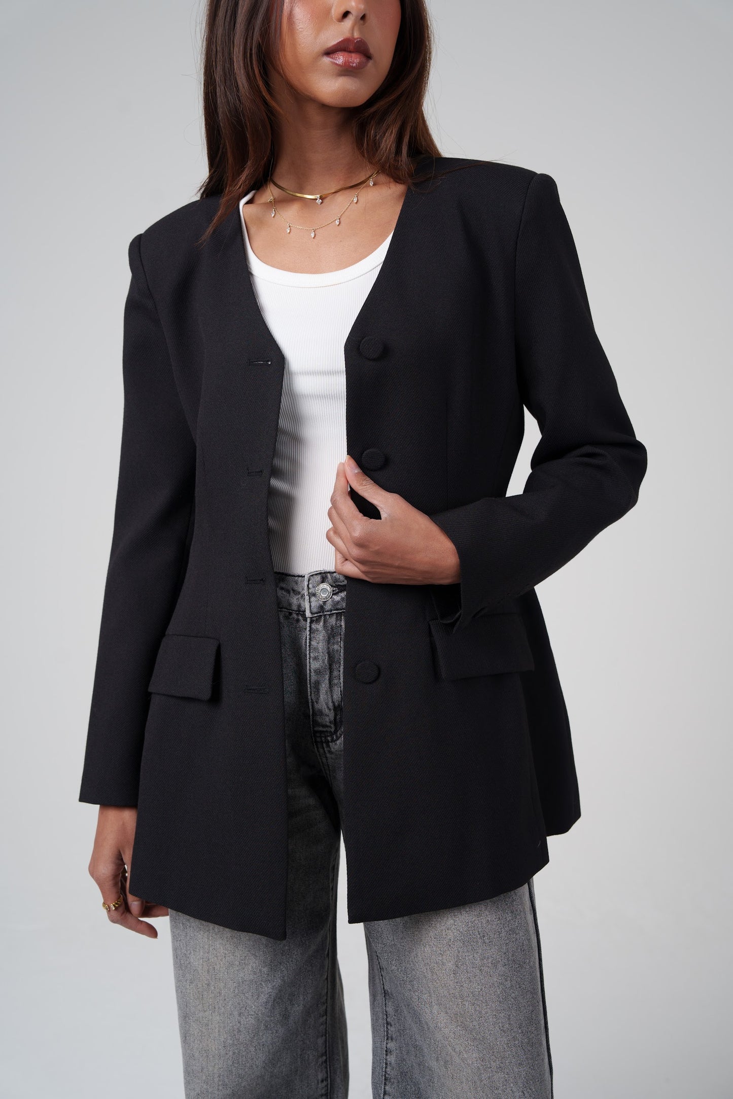 Structured Buttoned Blazer