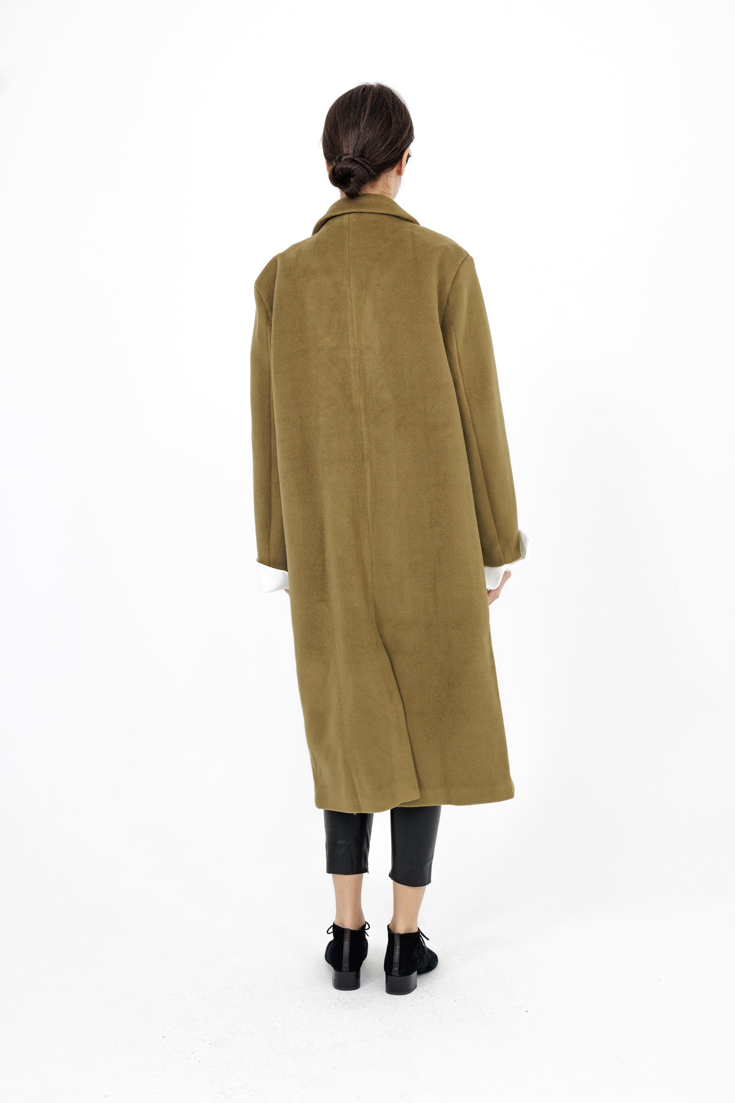 Wool Coat with Attached White Fold