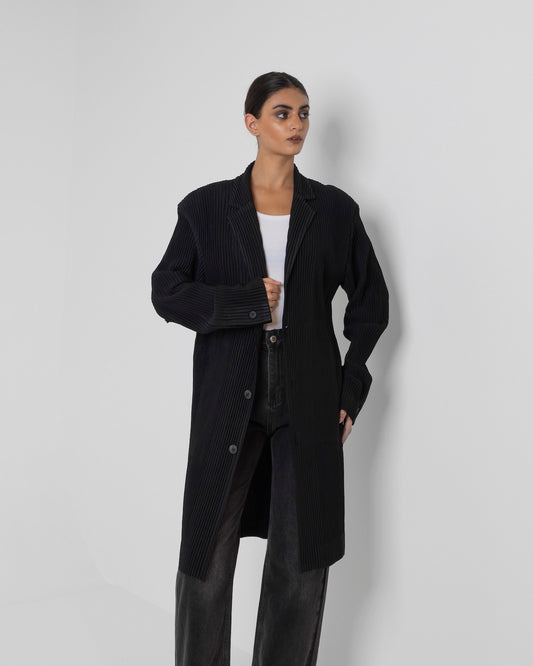 Black Pleated Long Jacket