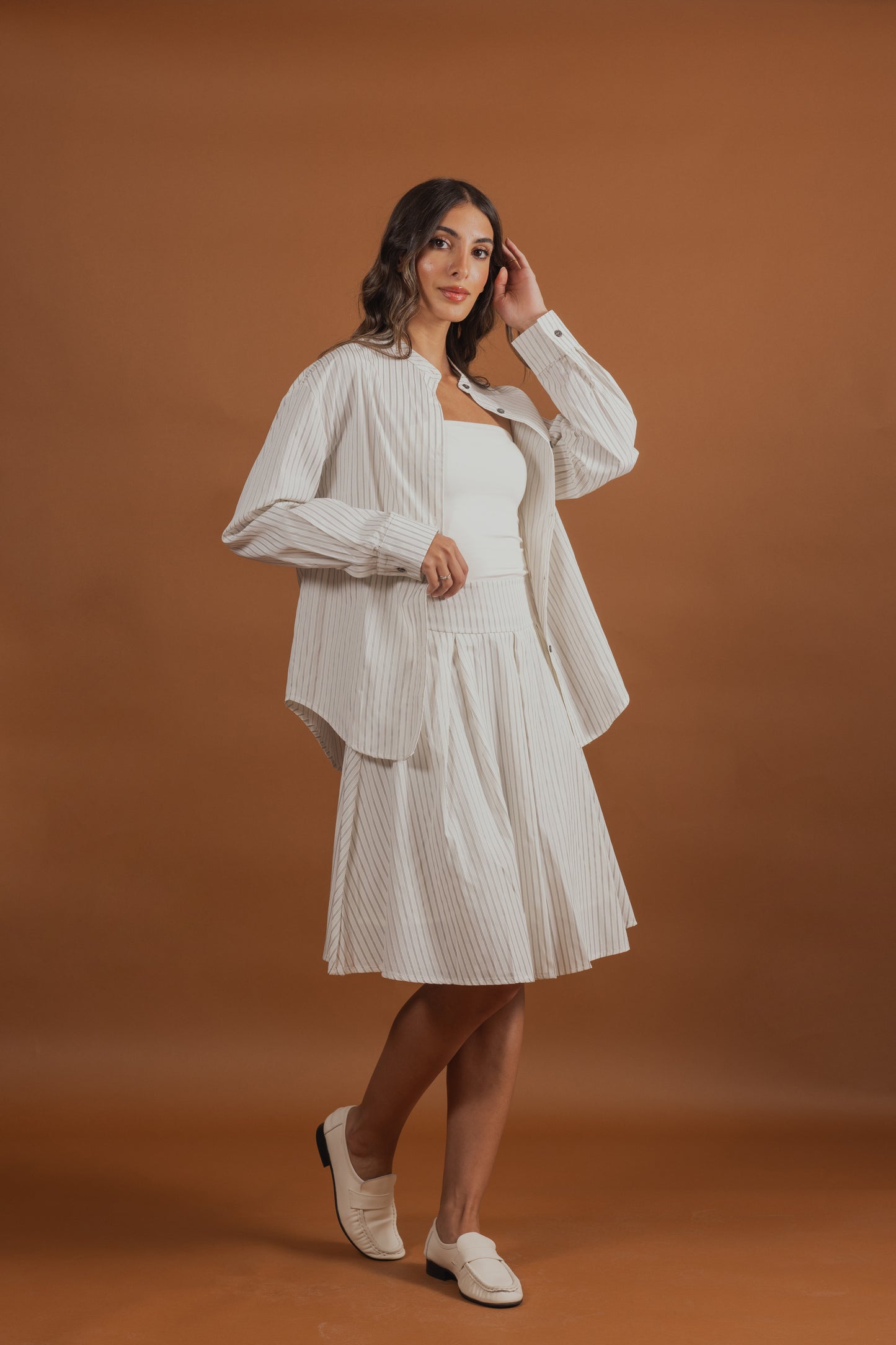 Striped Skirt & Shirt Set (2 colors)