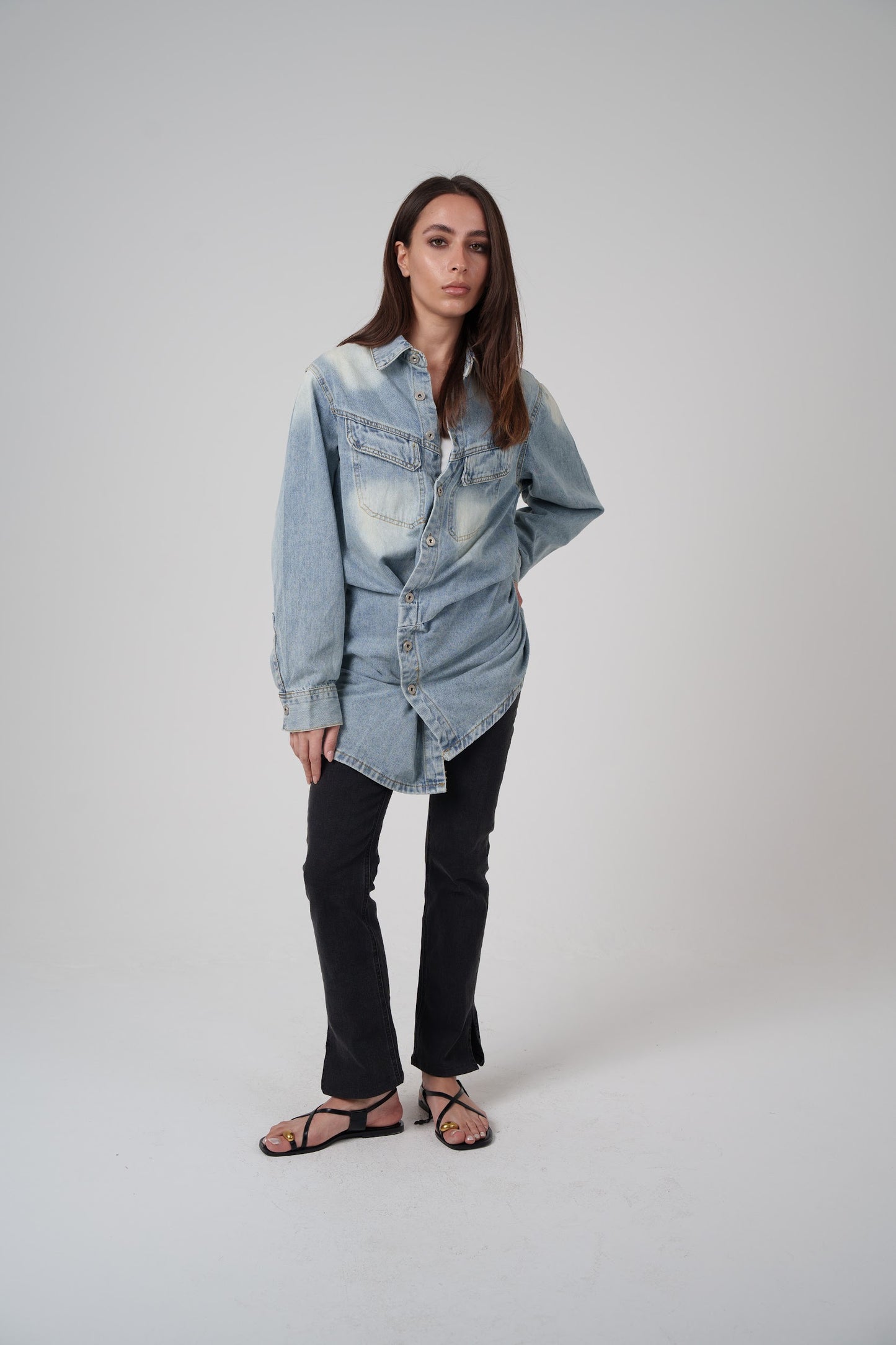 Denim Button-Down Top