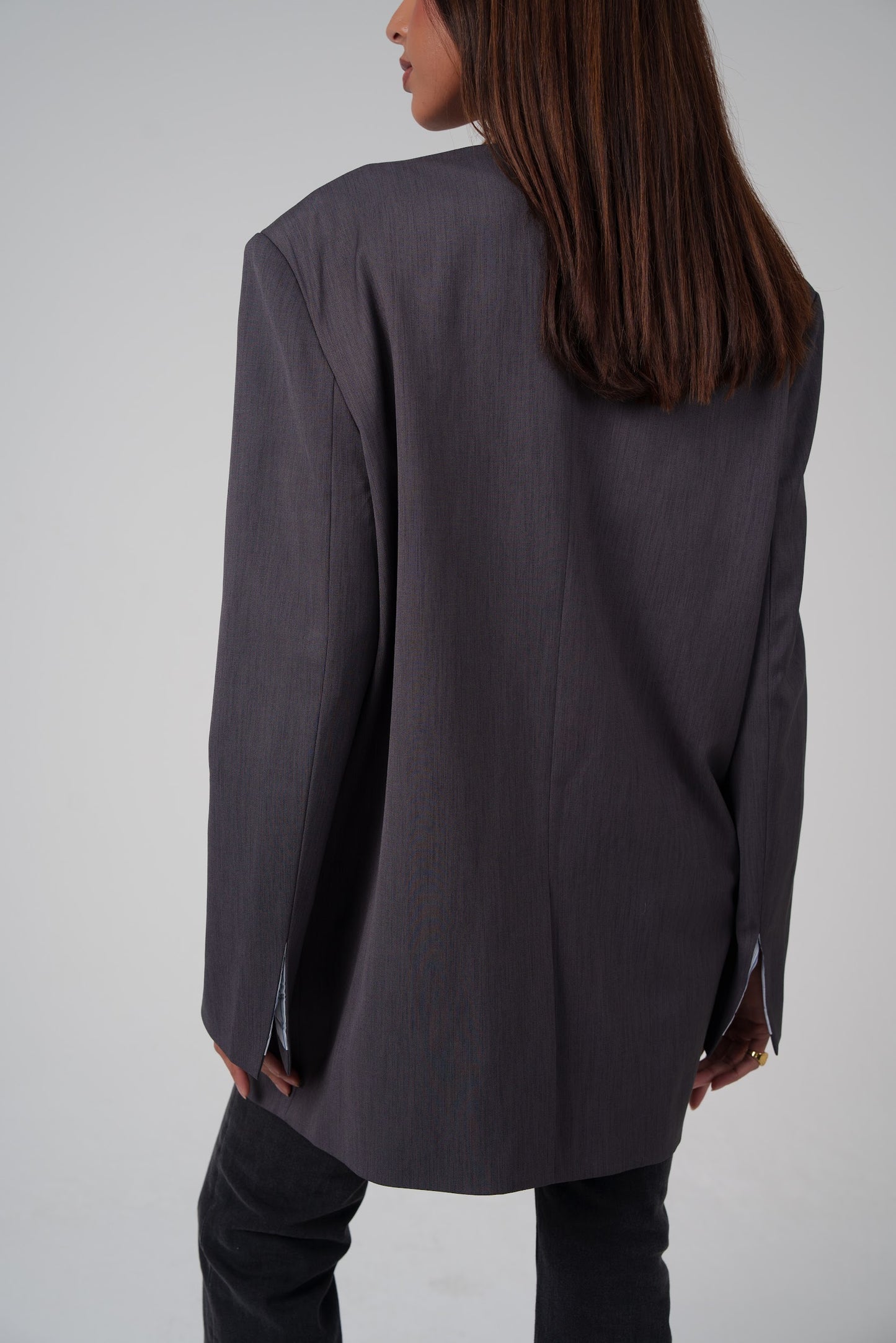 Grey Non-Collared Modern Blazer with Rope