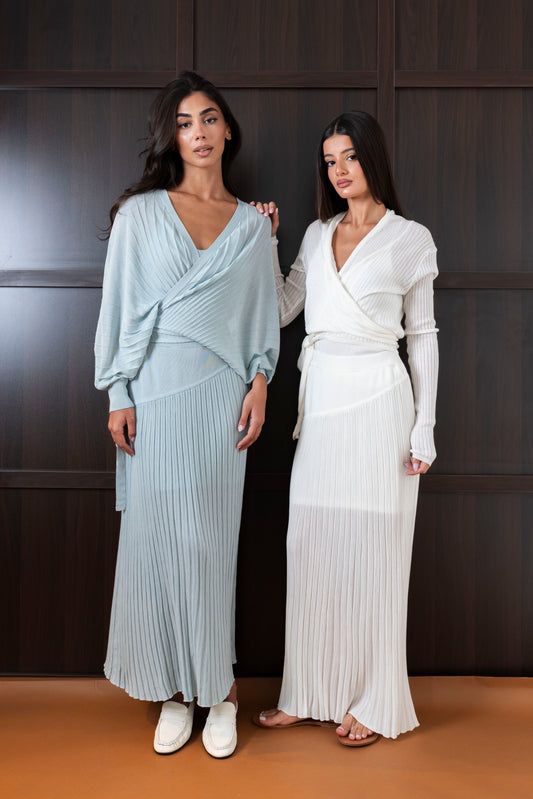 3 Piece Skirt Sets with Wrap Tops