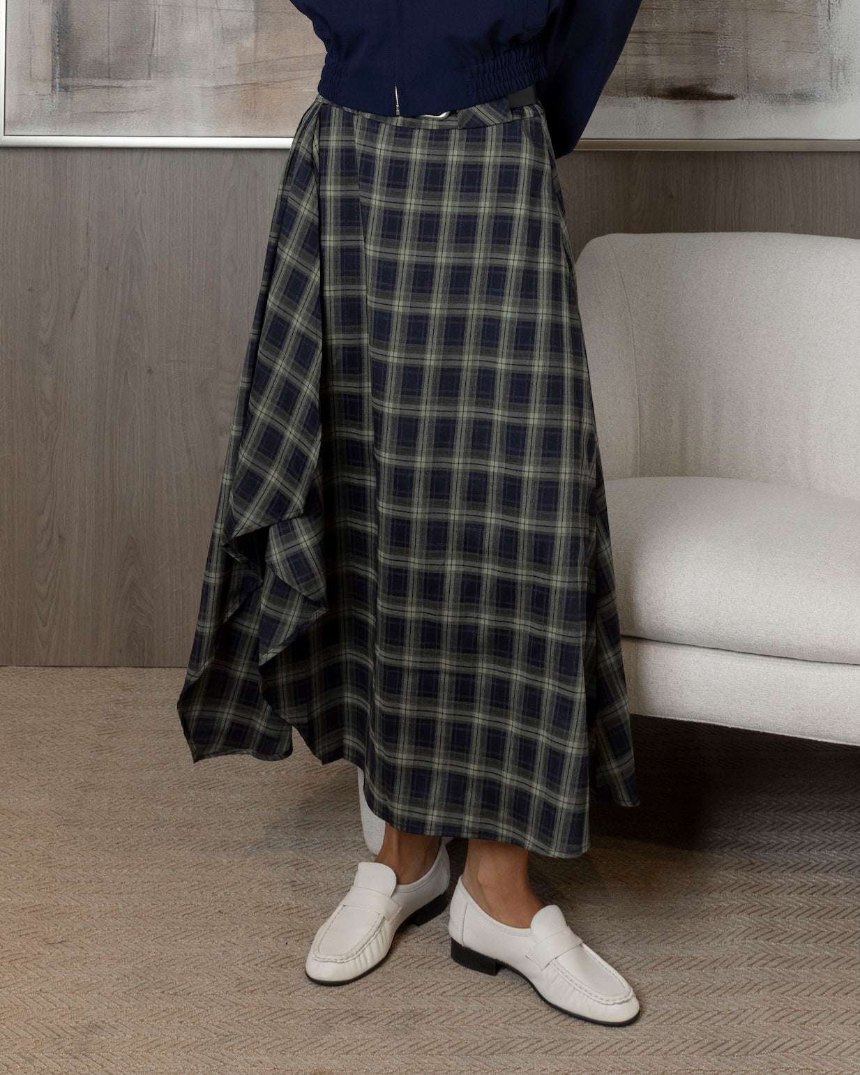 Checked Skirt with Navy Bomber Set