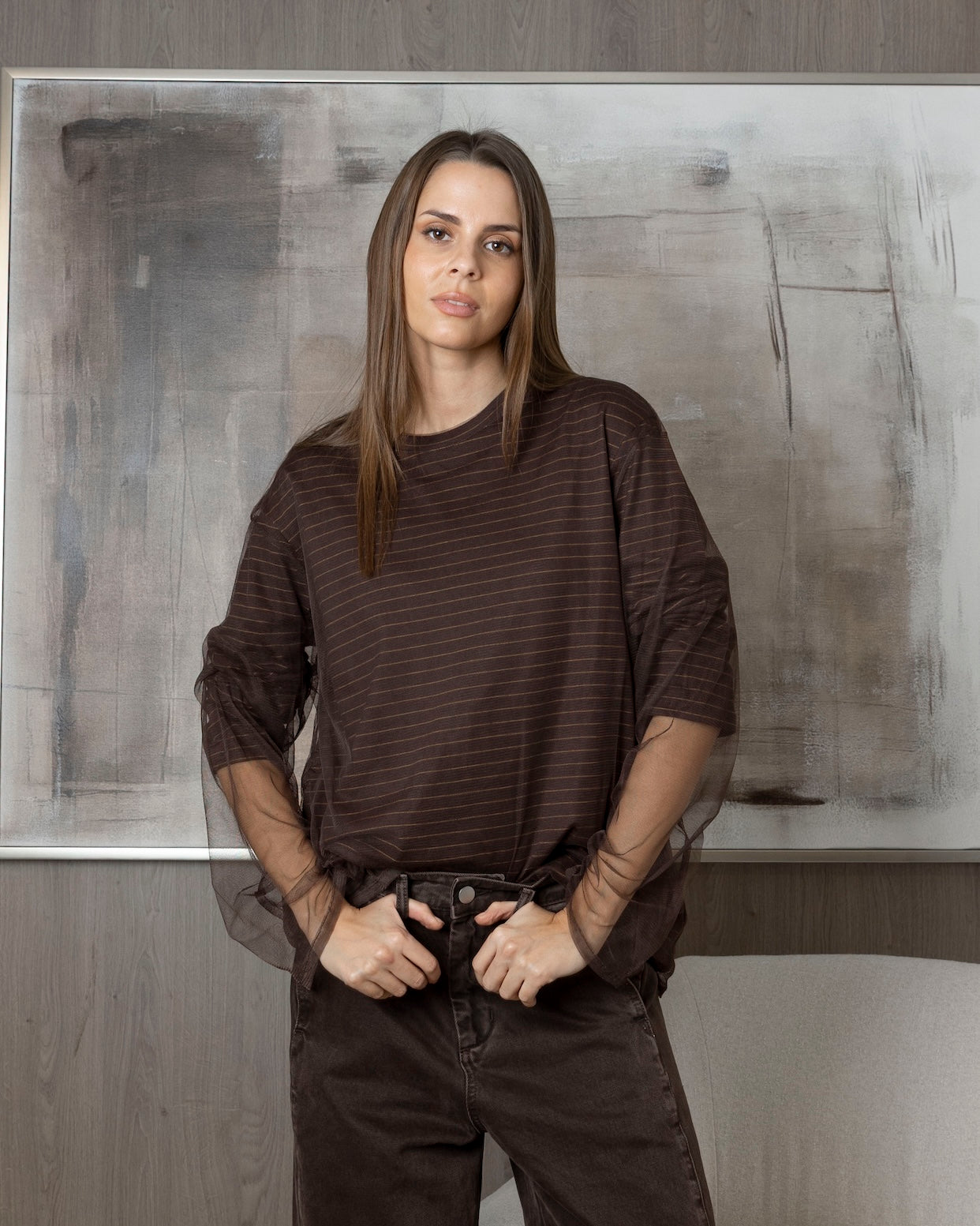 Cotton Shirt with Sheer