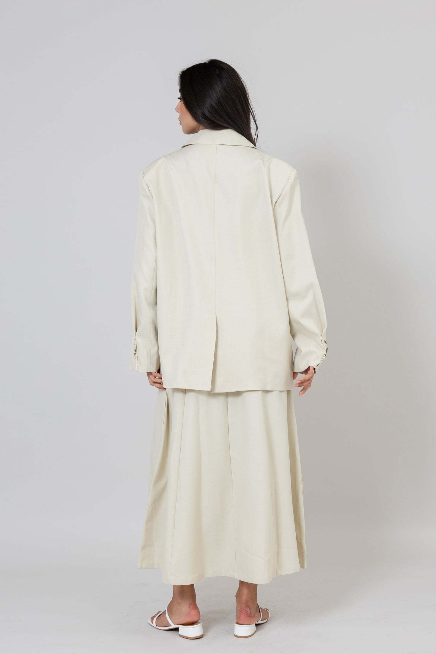 Beige Dress & Blazer Set