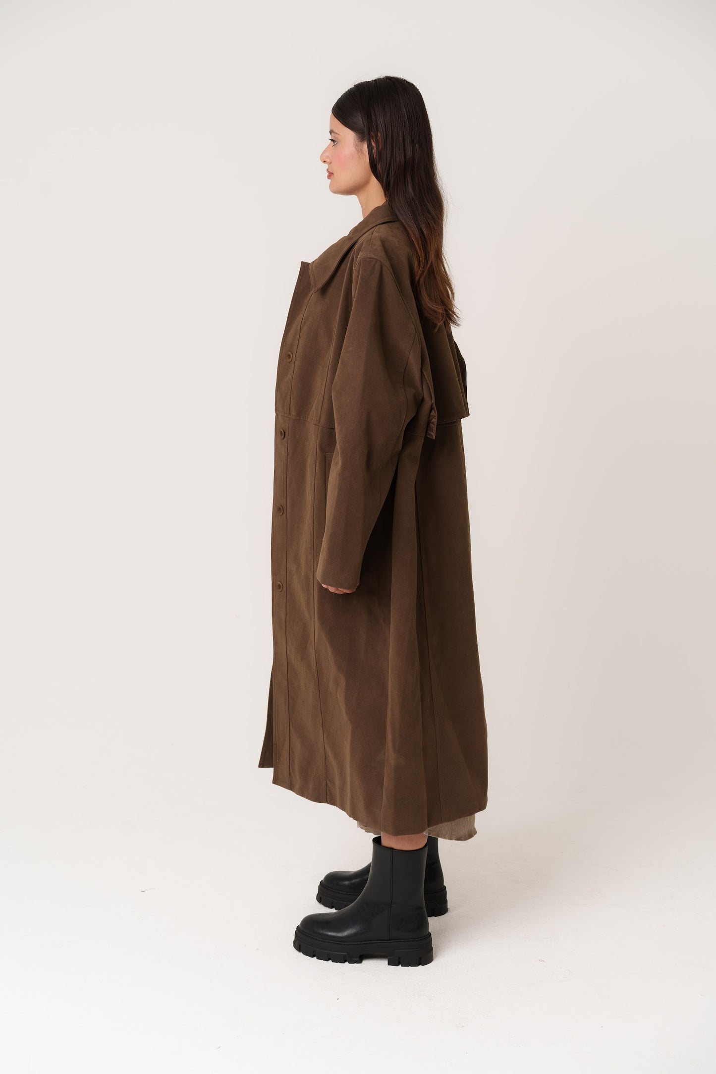 Suede Long Collared Jacket