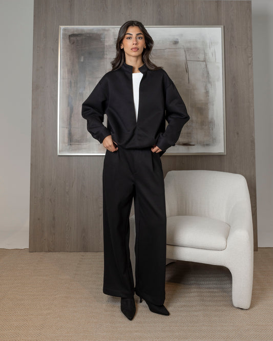 Black Tracksuit with Attached Inner Top