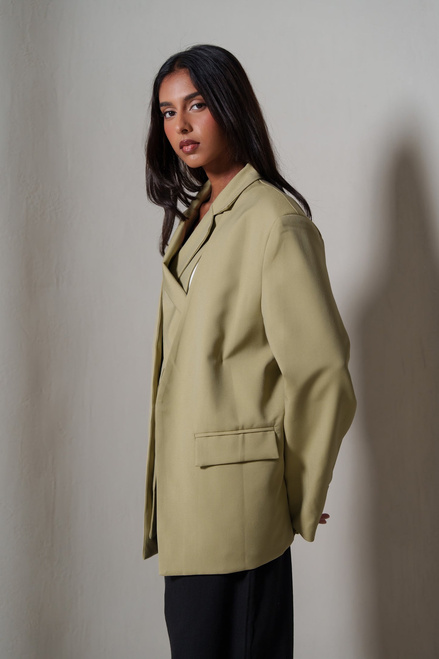 Khaki Blazer with Inner Wrap