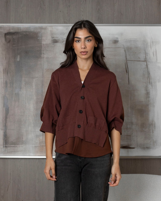 Maroon Knit X Cotton Top