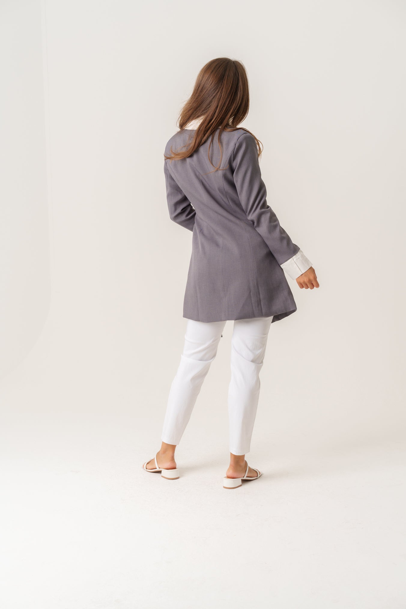 Grey Blazer with Side Belt