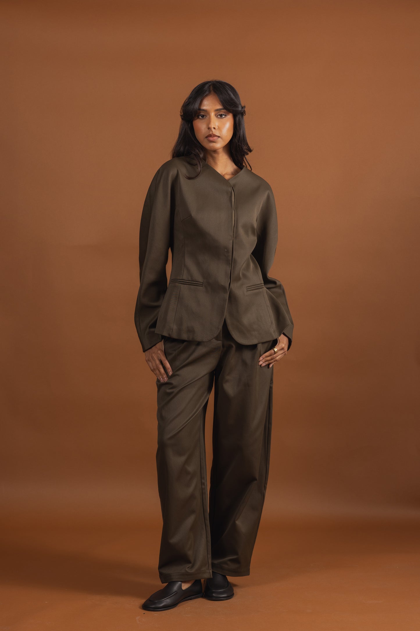 Khaki Wrap Blazer Set