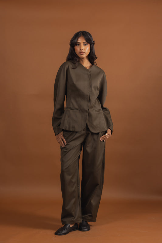 Khaki Wrap Blazer Set