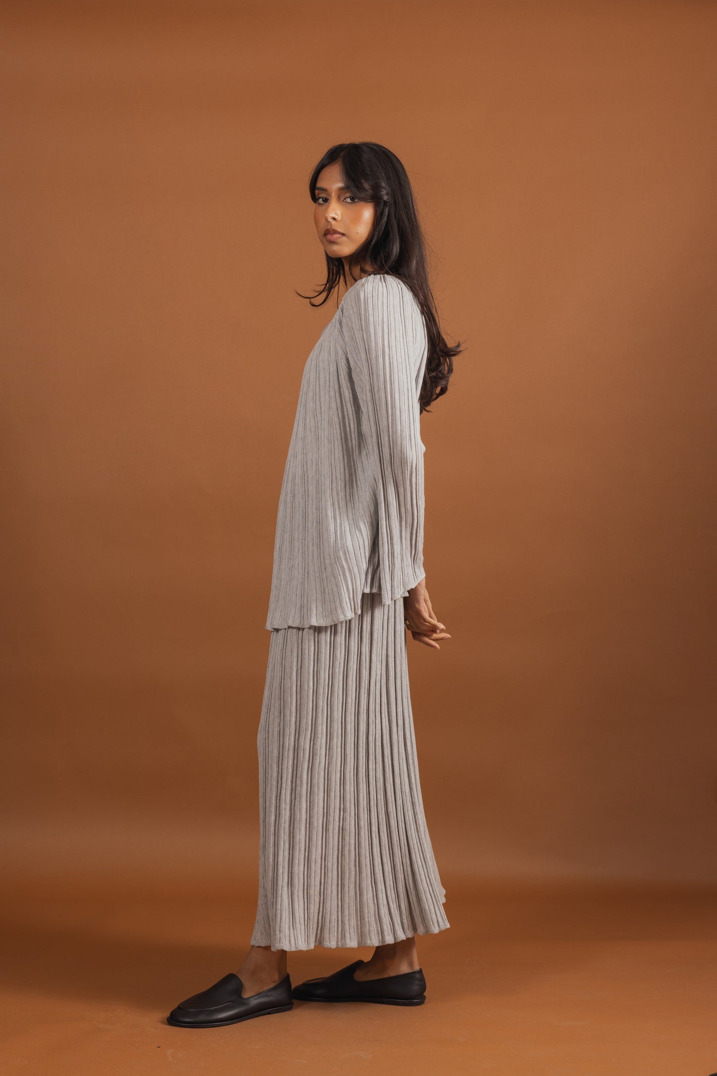 Pleated Light Knit Skirt & Top