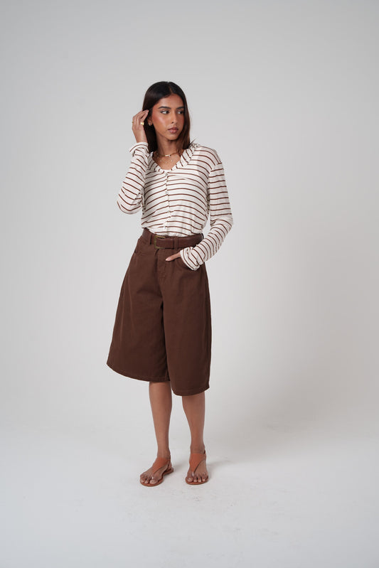 Denim Bermuda with Belt