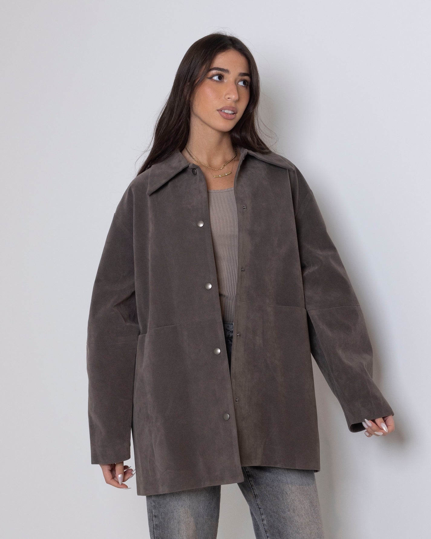 Suede Grey Collared Jacket