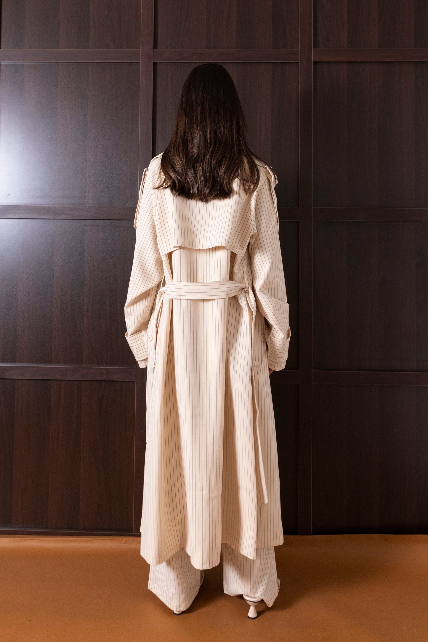 Creme Striped Trench Set