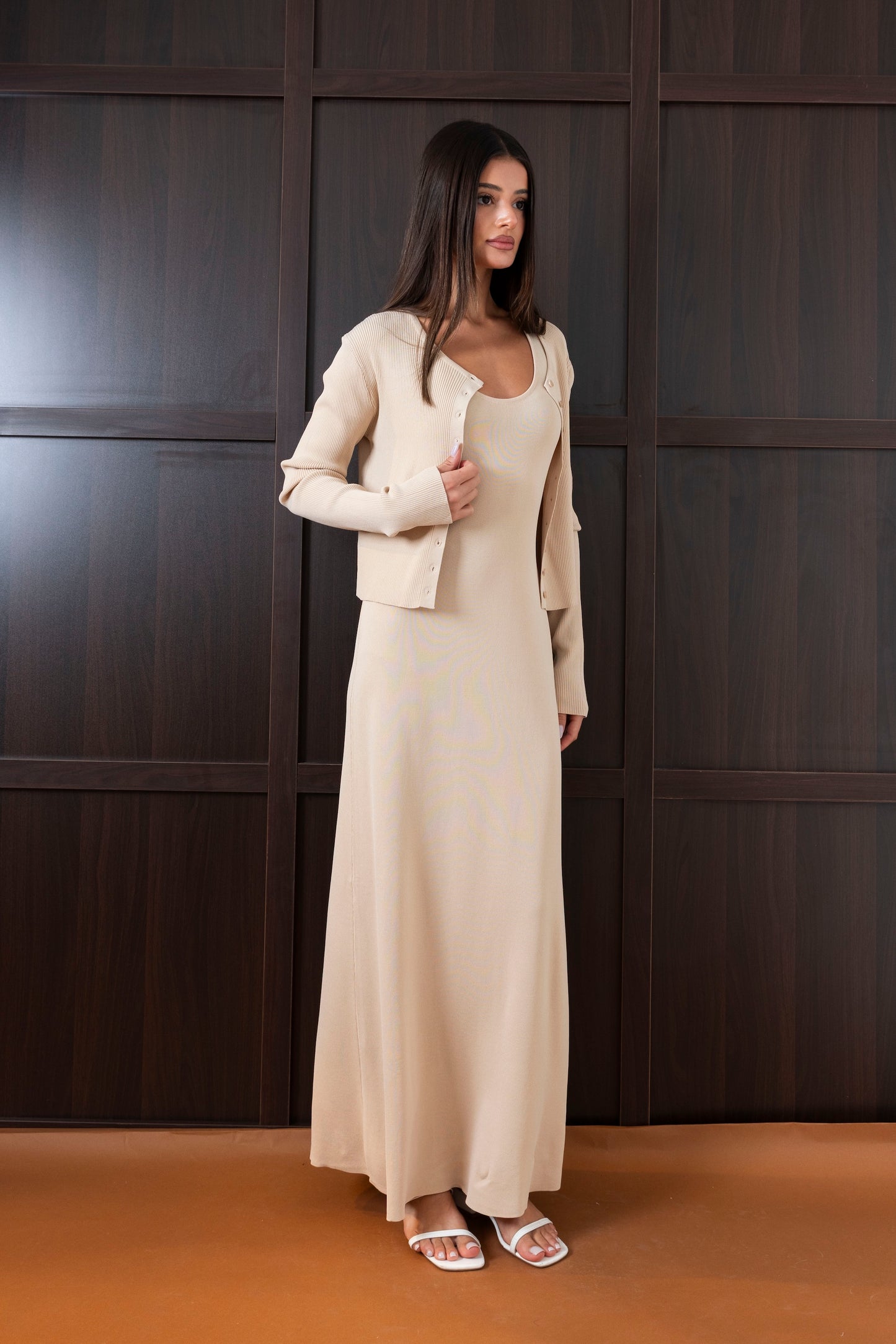 Ribbed Maxi Dress & Short Cardigan