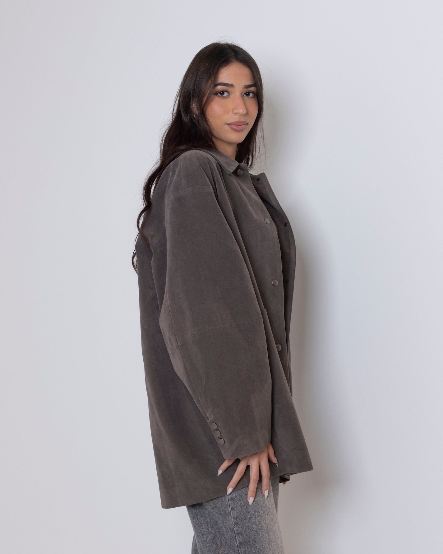 Suede Grey Collared Jacket