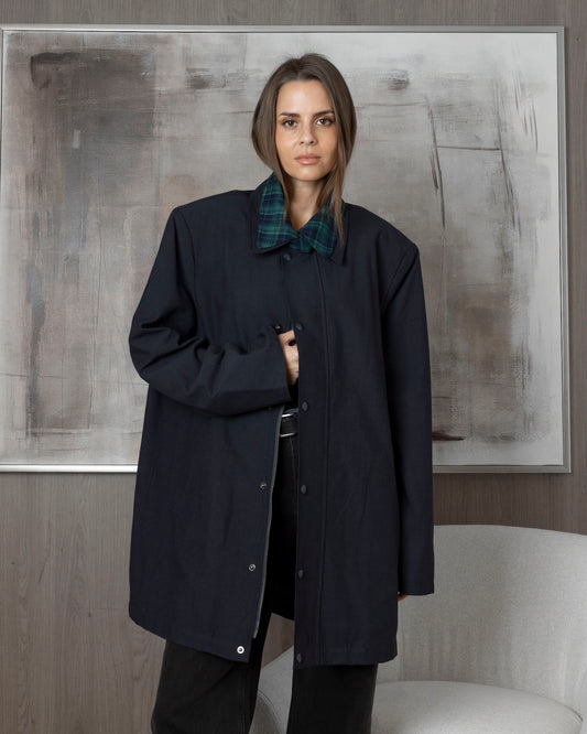 Navy Jacket with Reversible Sleeve