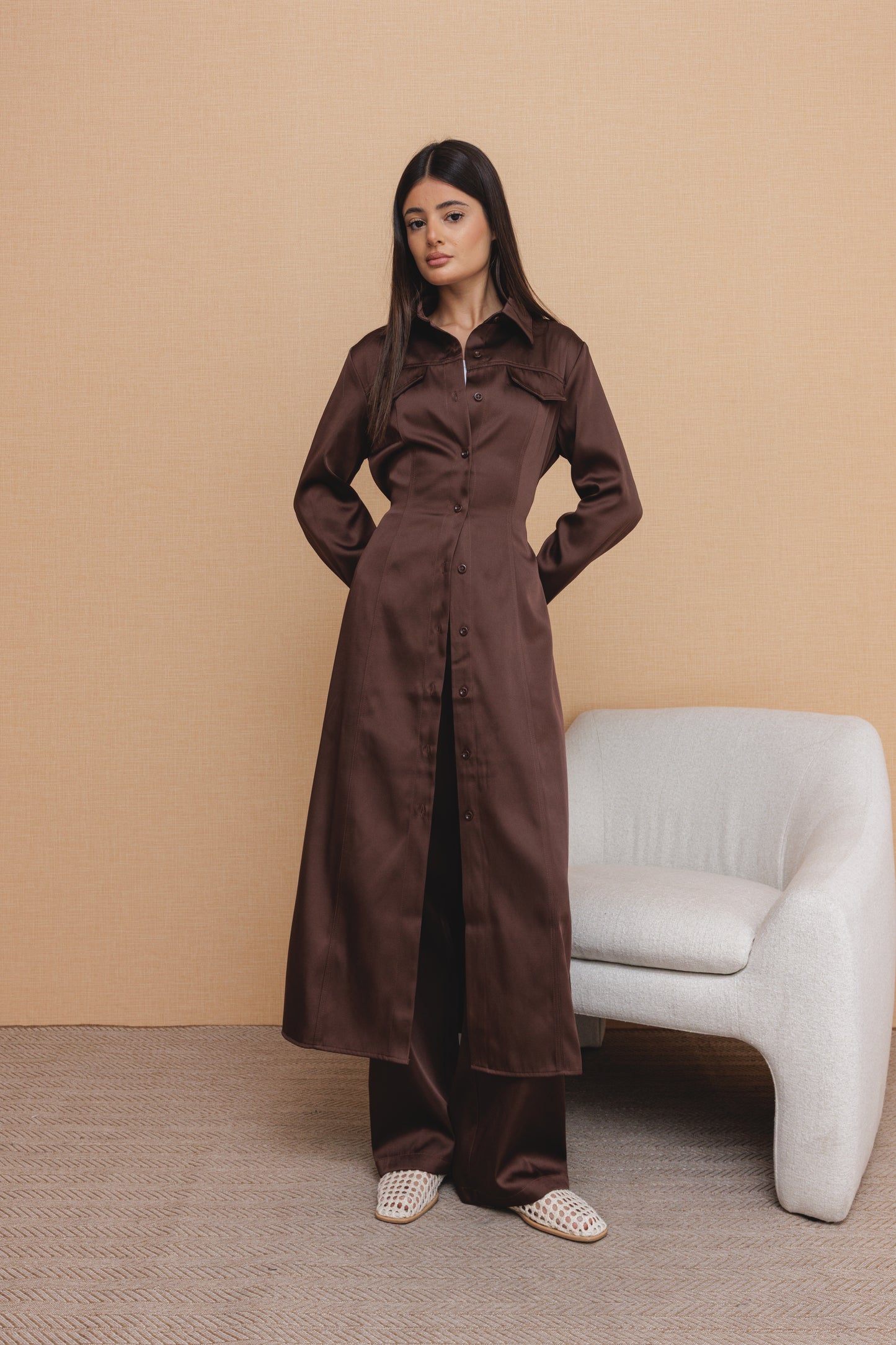 Brown Waisted Silk Set