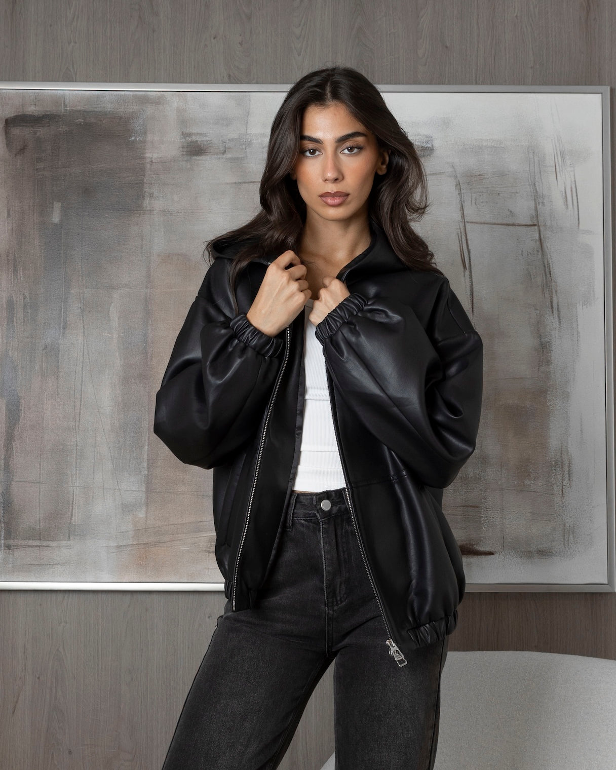 Hooded Leather Jacket