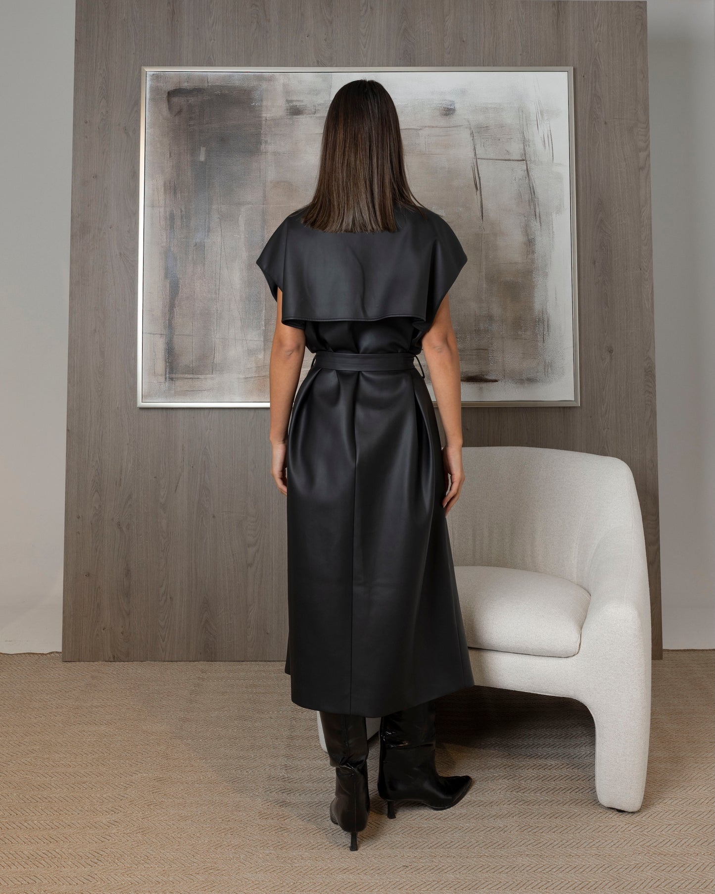 Oversized Long Leather Vest