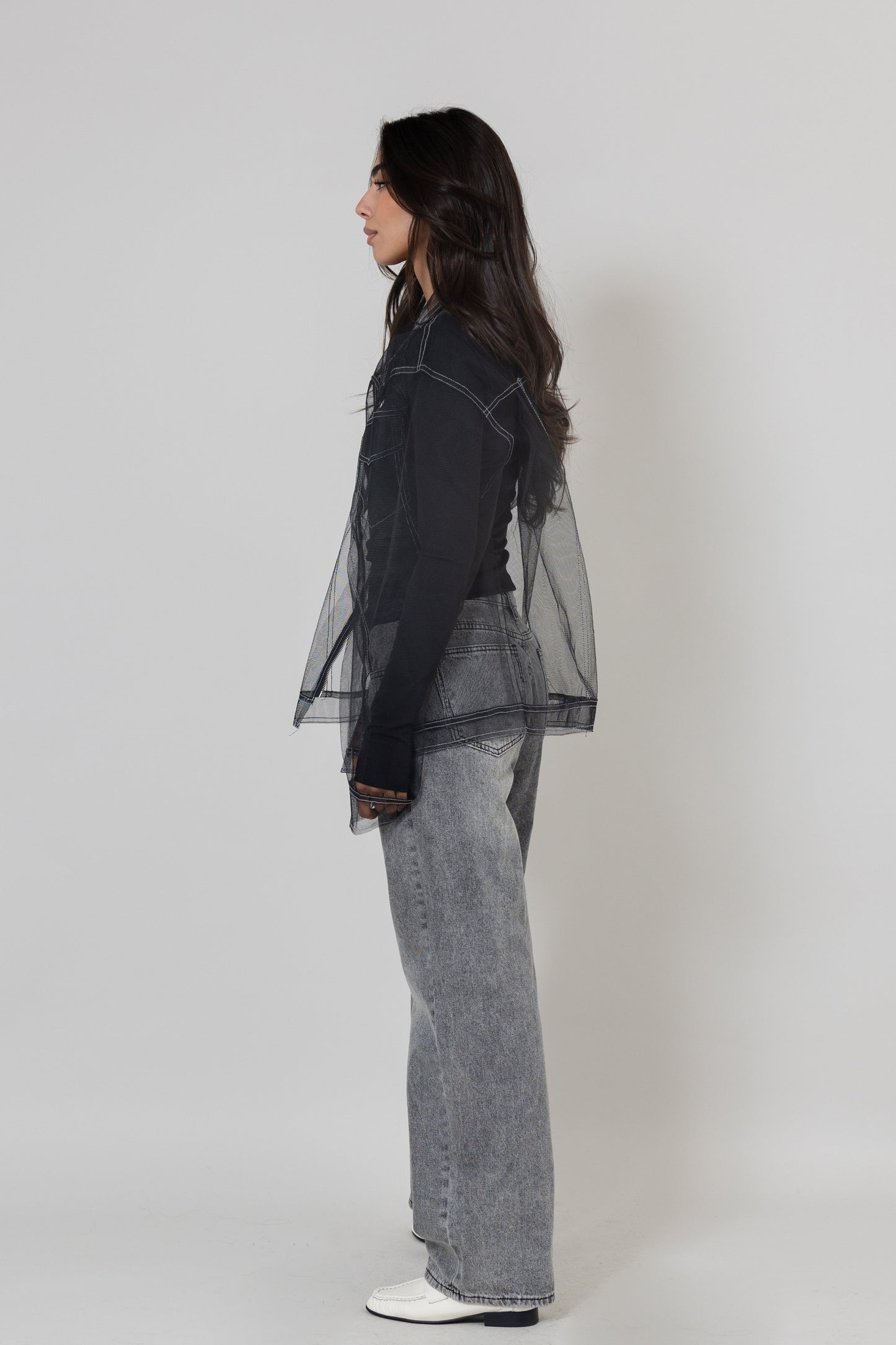 Tulle Collared Black Jacket