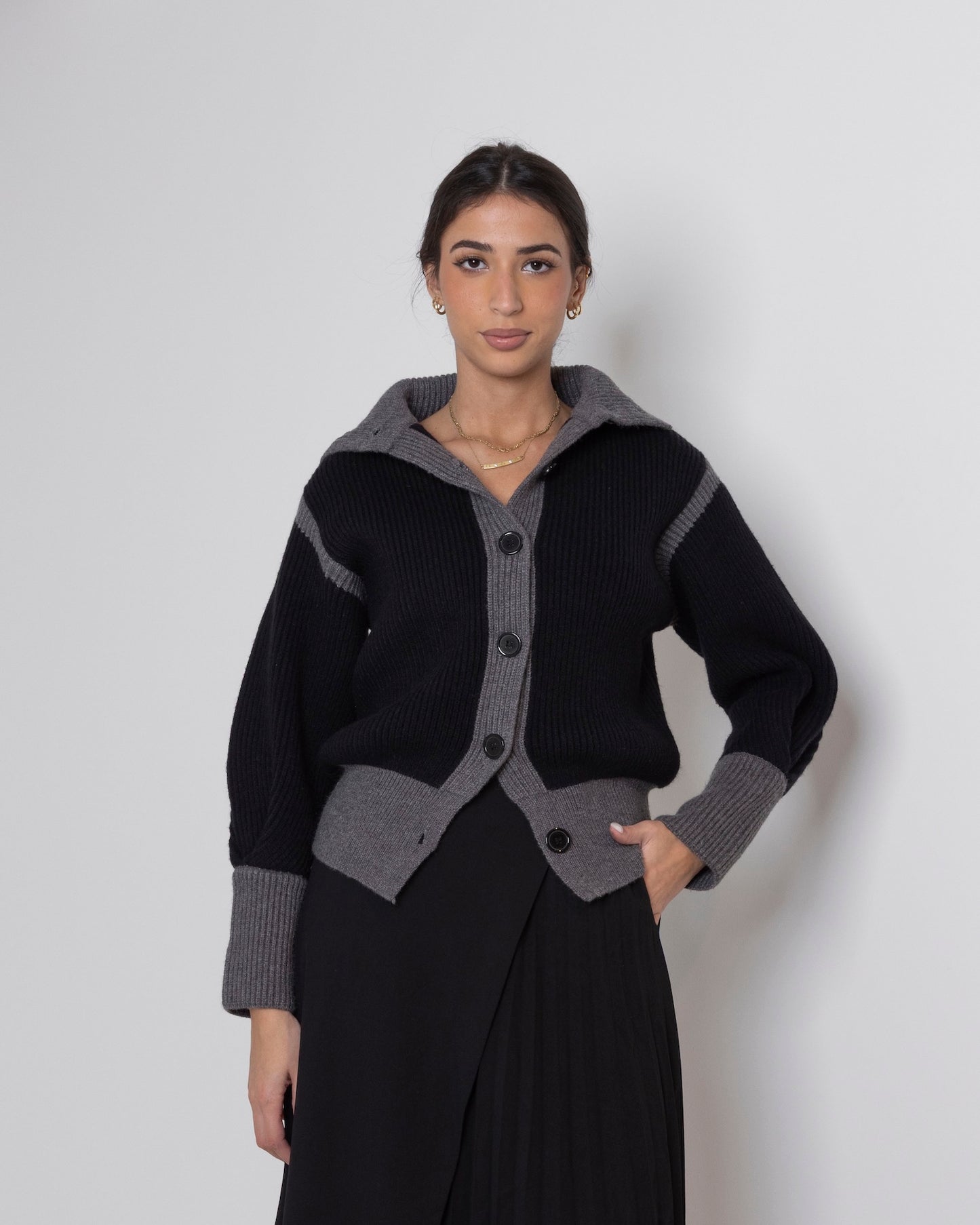 Grey & Black Knit Jacket