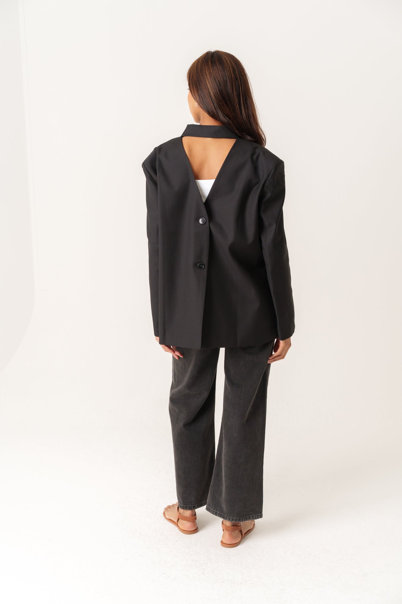 Open Back High Low Blazer