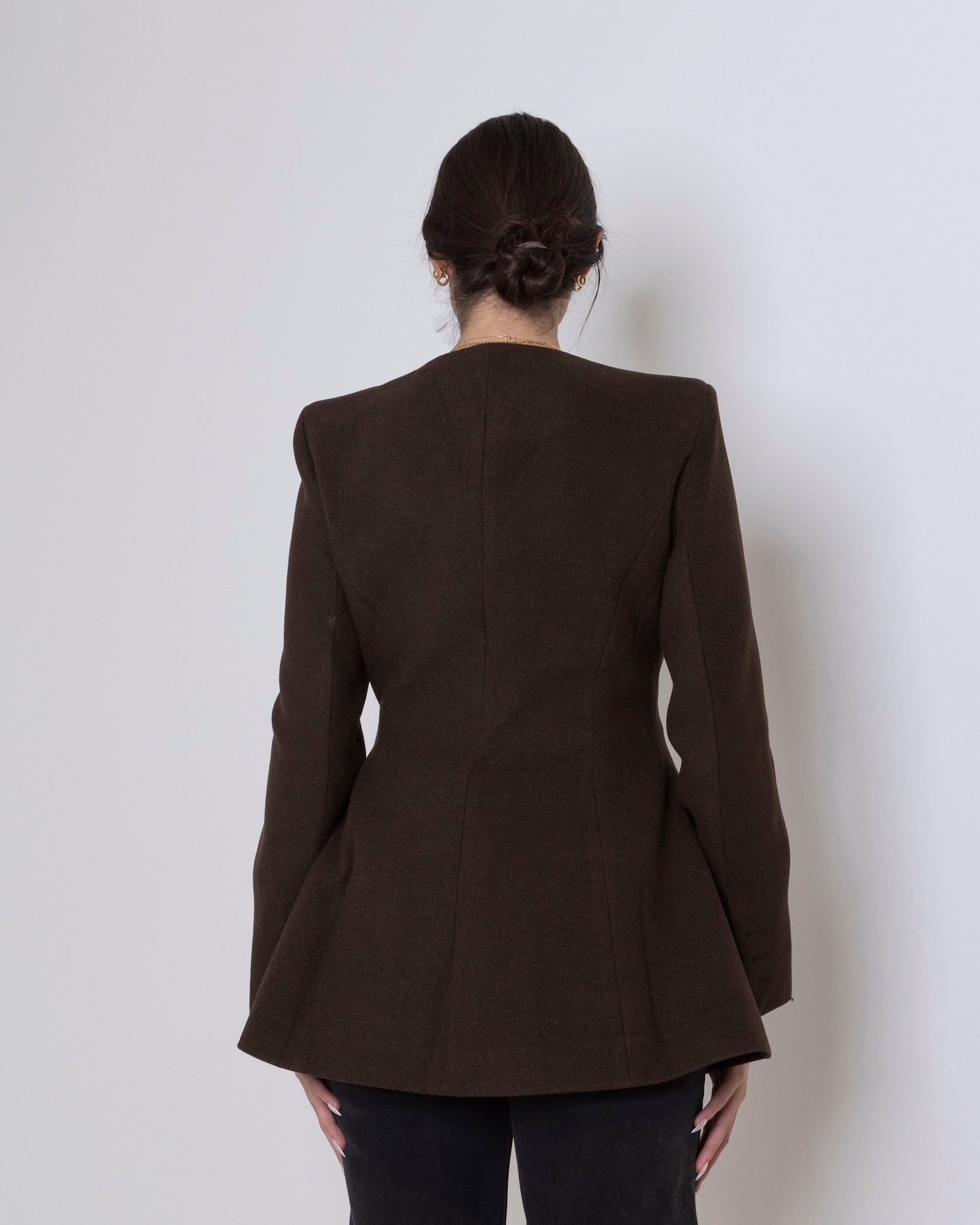 Coffee Waisted Buttoned Jacket