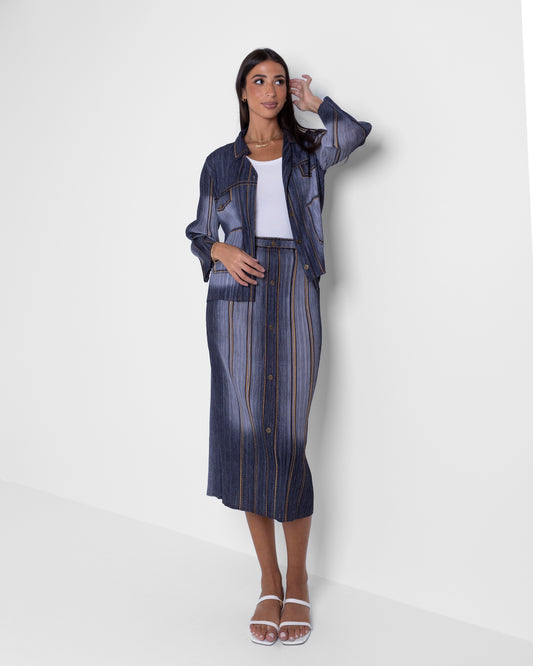 Pleated Denim Effect Set
