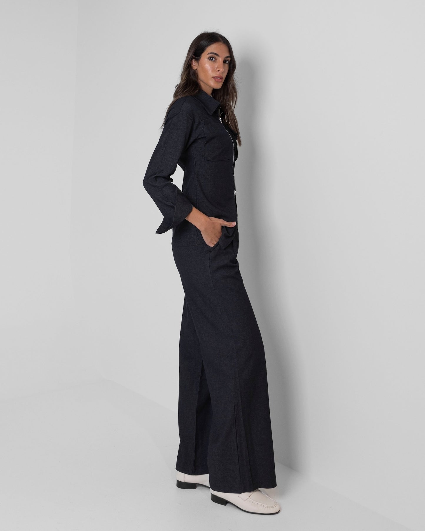 Denim Zipped Set