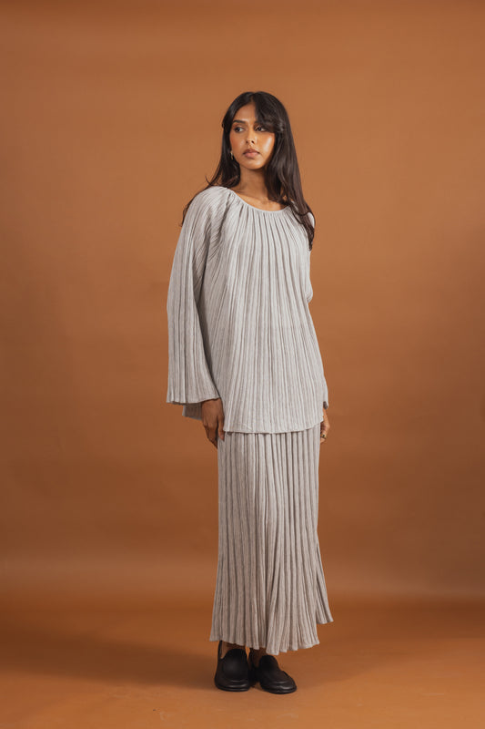 Pleated Light Knit Skirt & Top