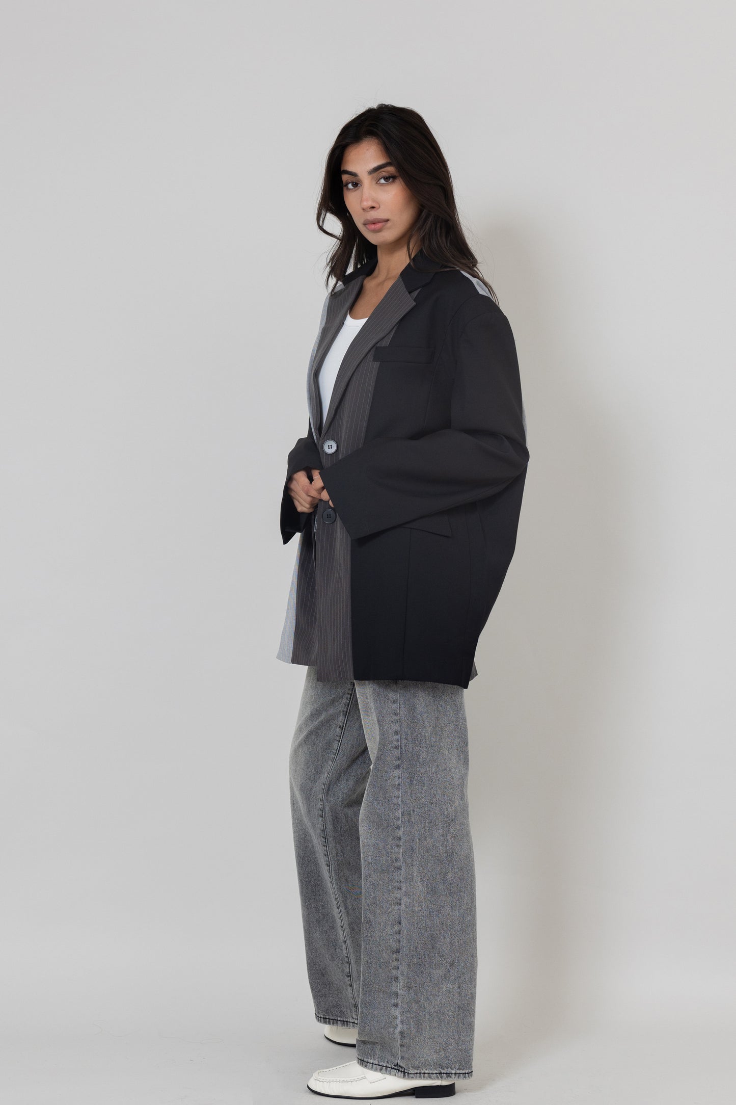 Contrast Pinstripe Blazer
