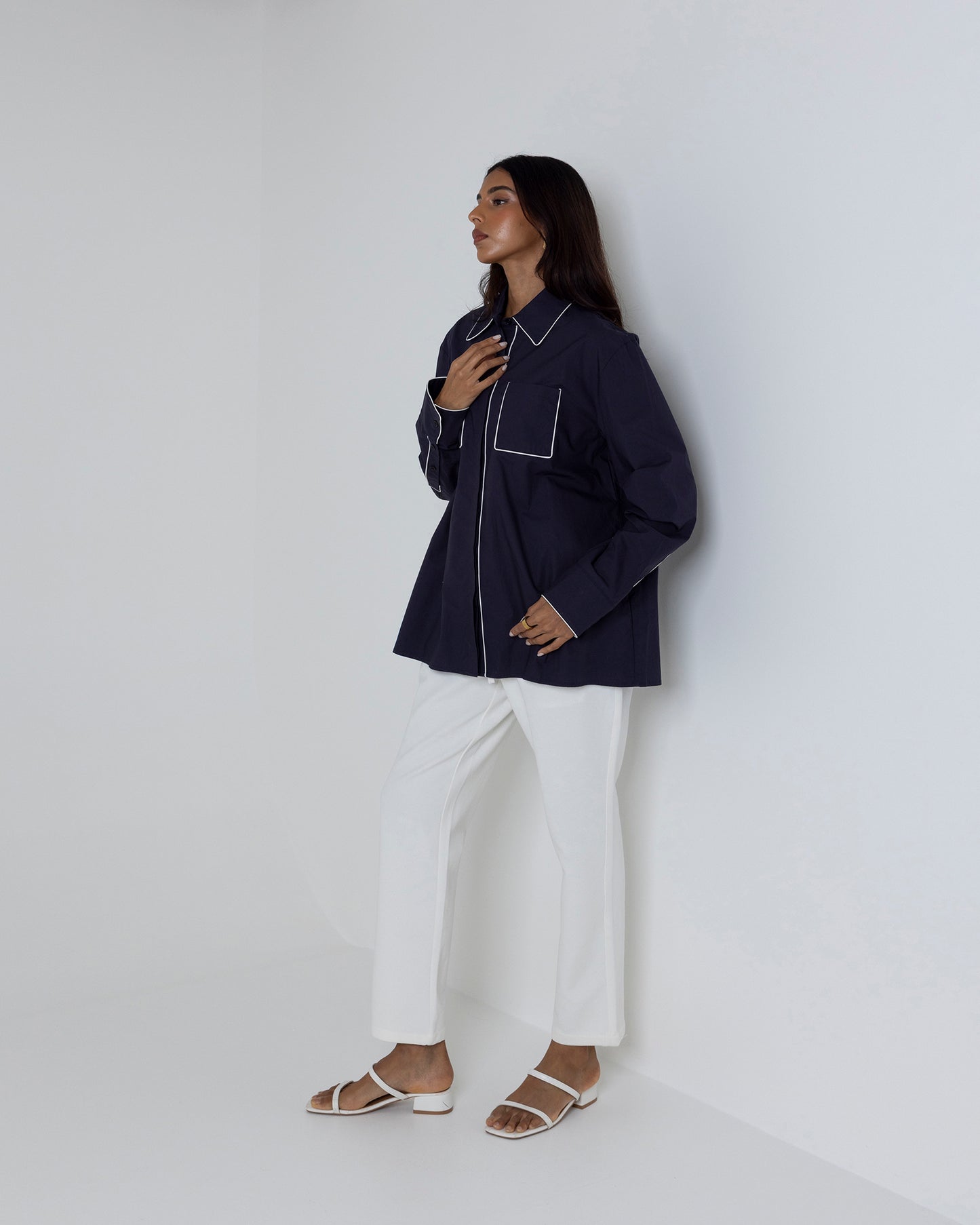 Navy Trim Shirt