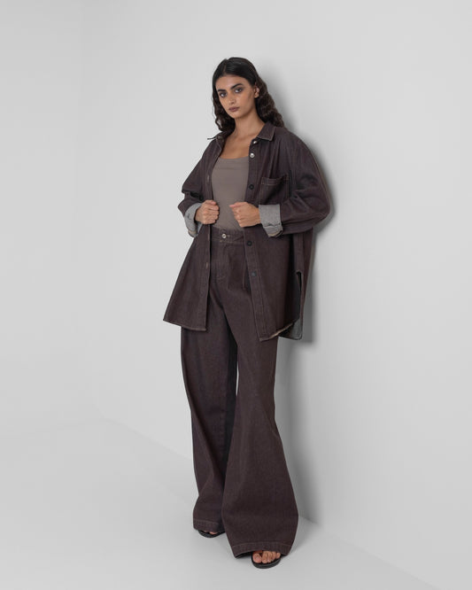 Brown Denim Loose Set