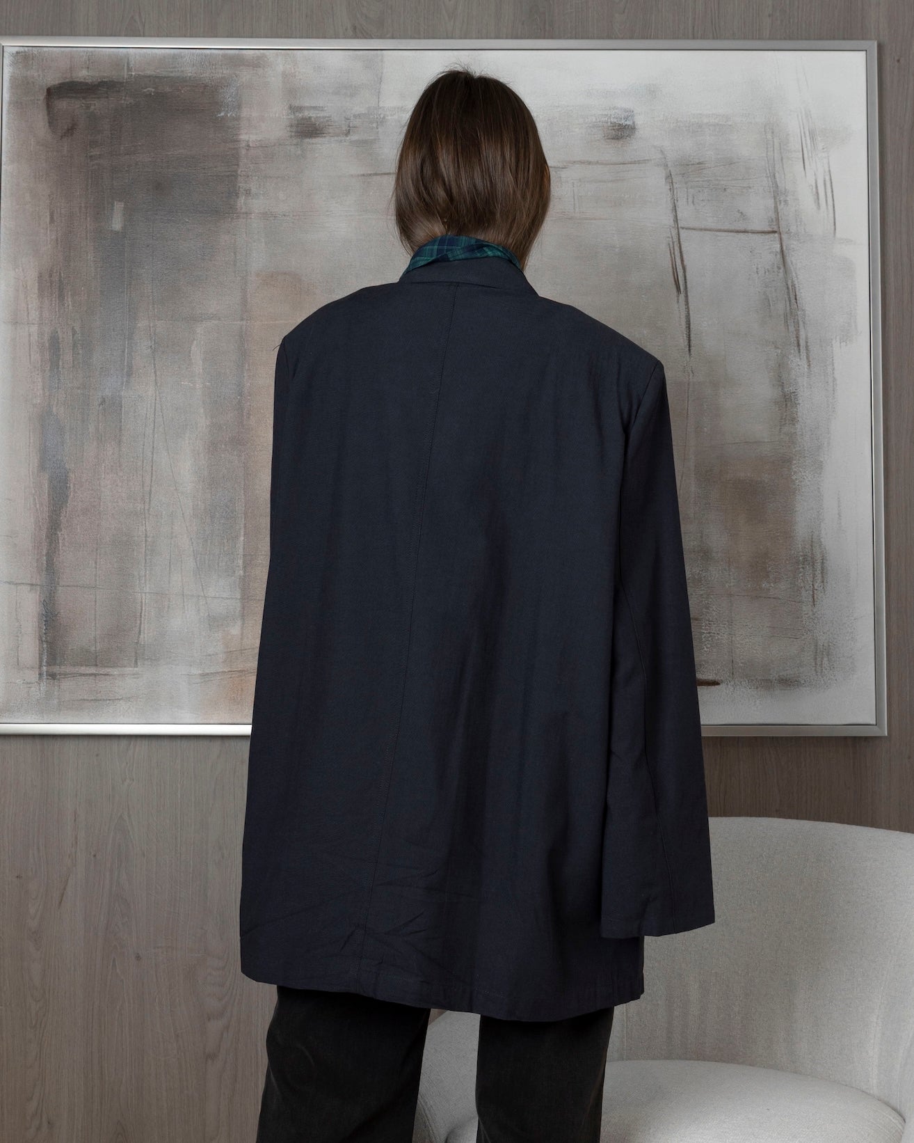 Navy Jacket with Reversible Sleeve