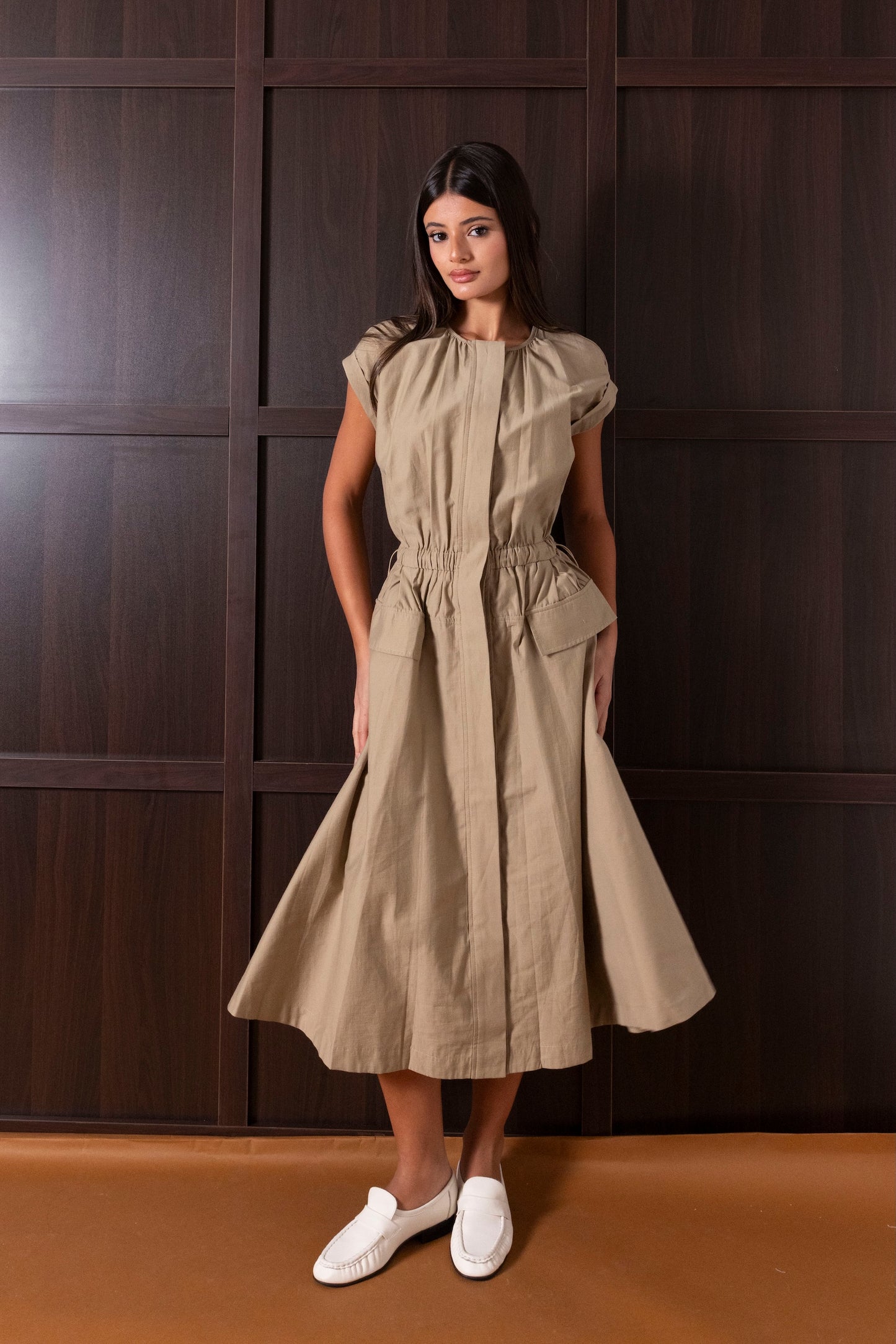 Elastic Waist Dress with Pockets