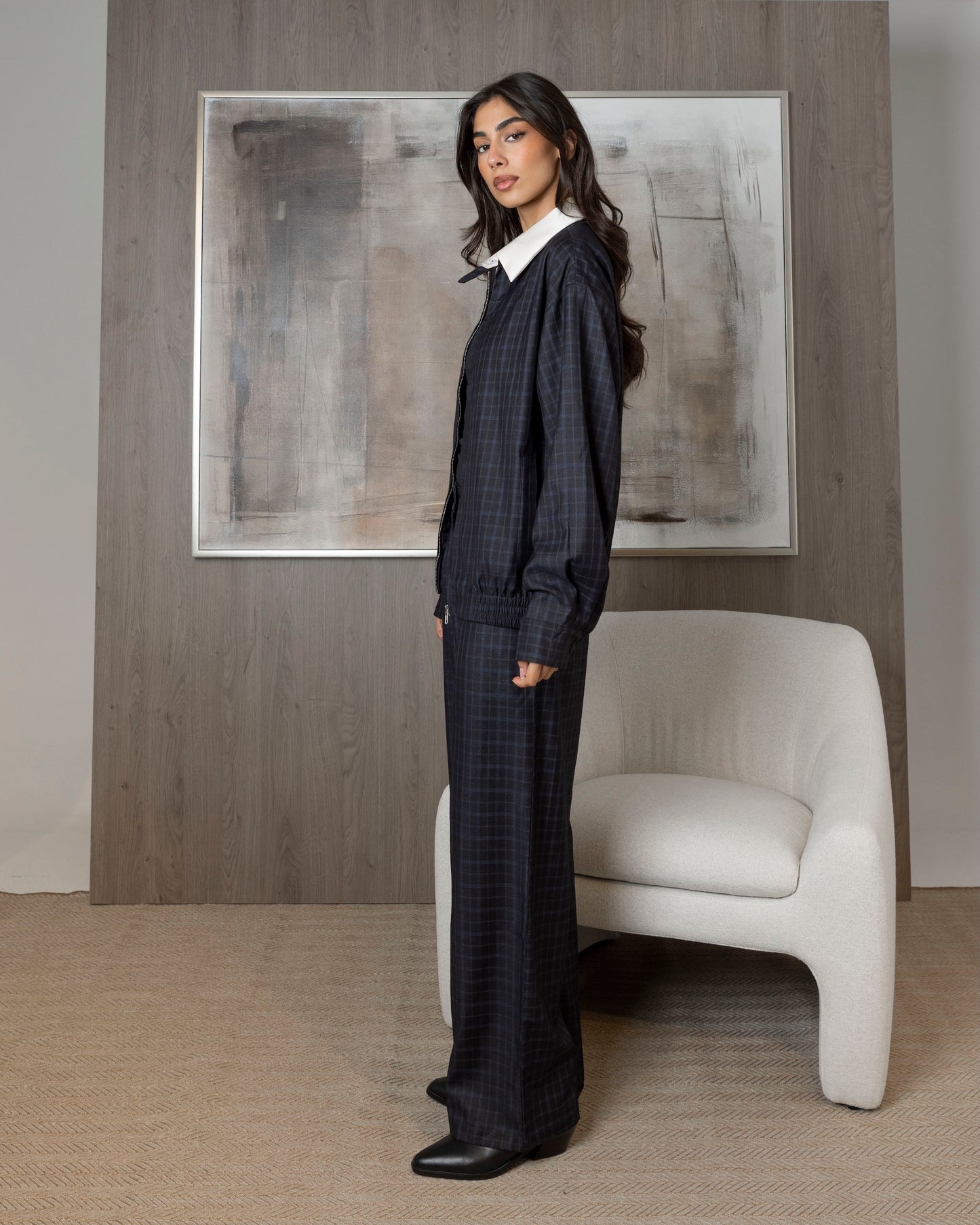 Plaid Set with White Collar