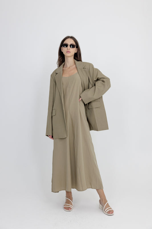 Olive Blazer & Dress Set