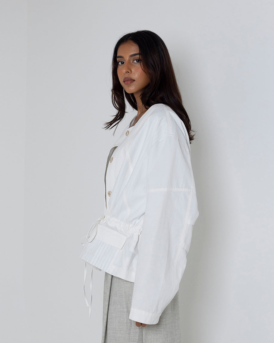 Buttoned Drawstring Jacket