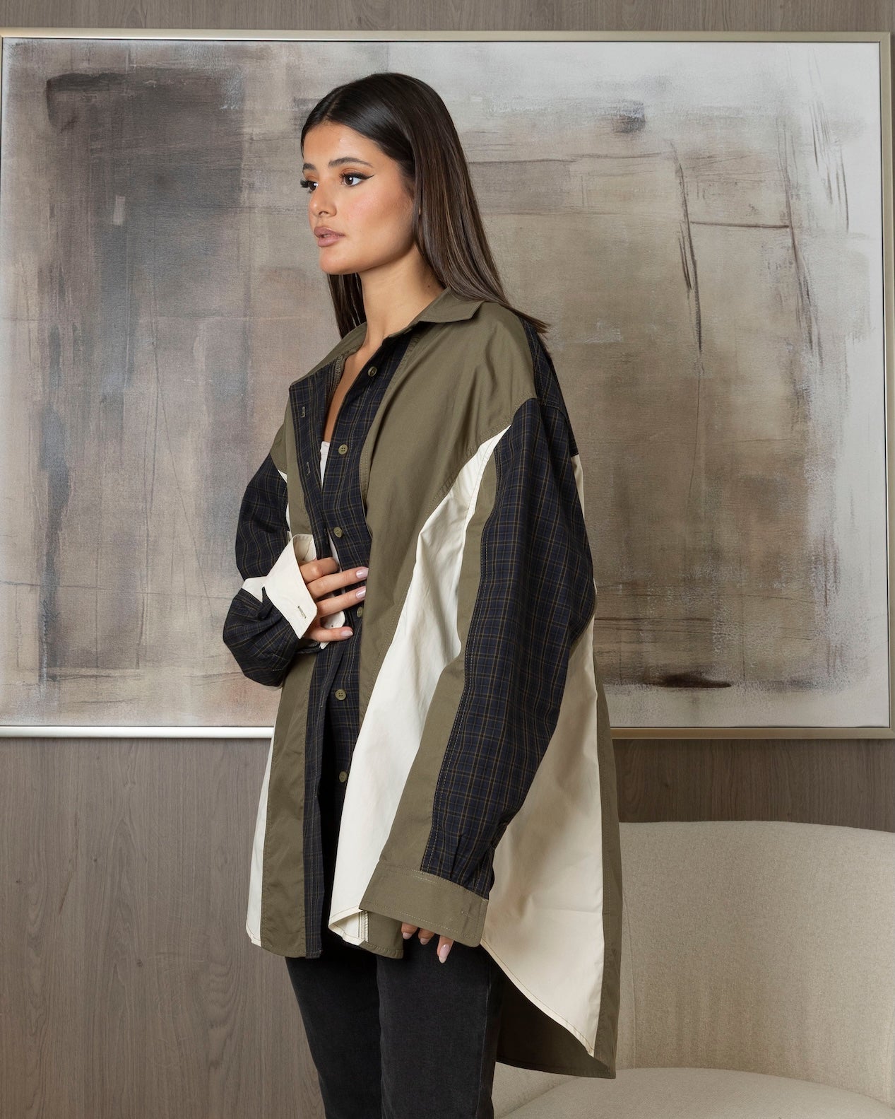 Colorblock Checked Top