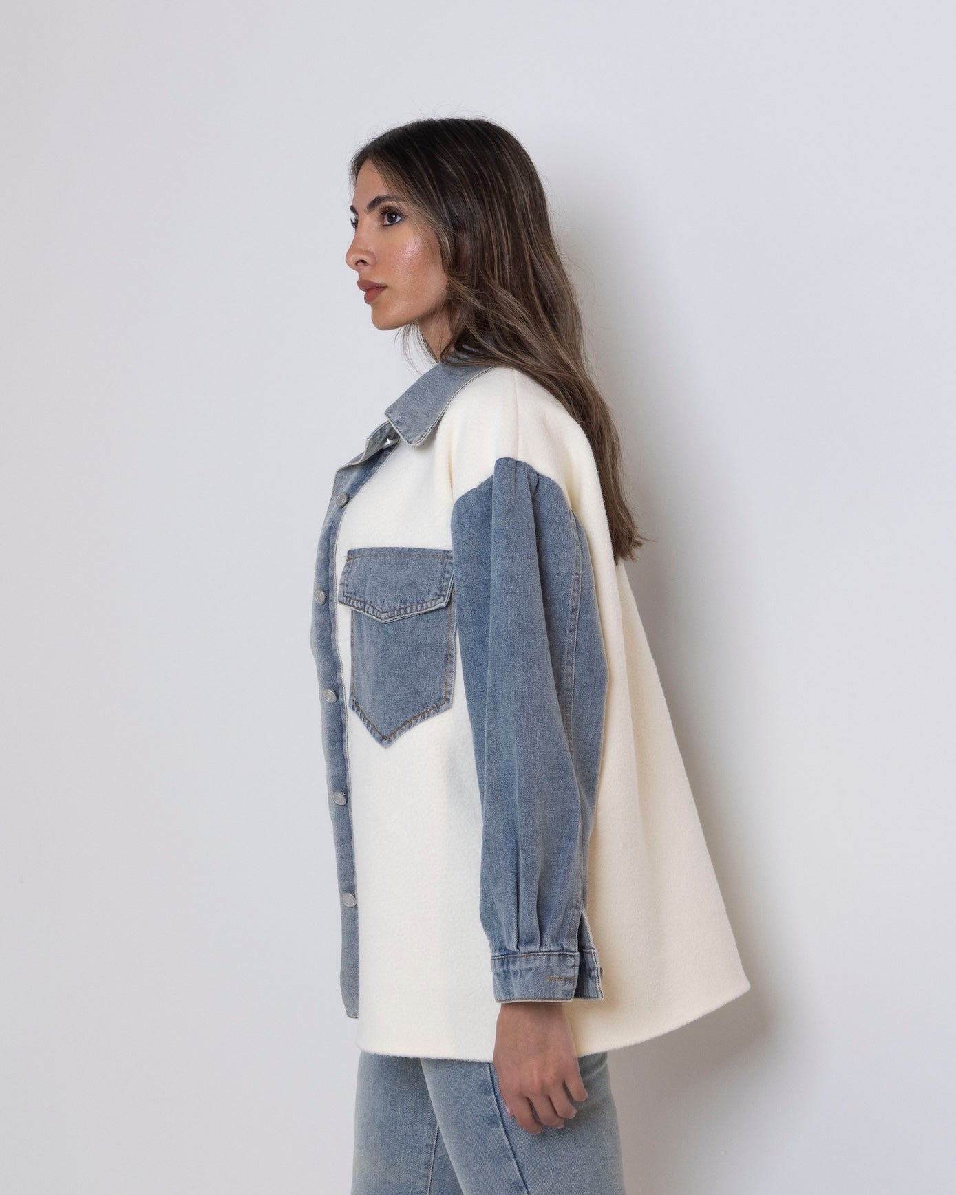 Denim X White Shirt Jacket