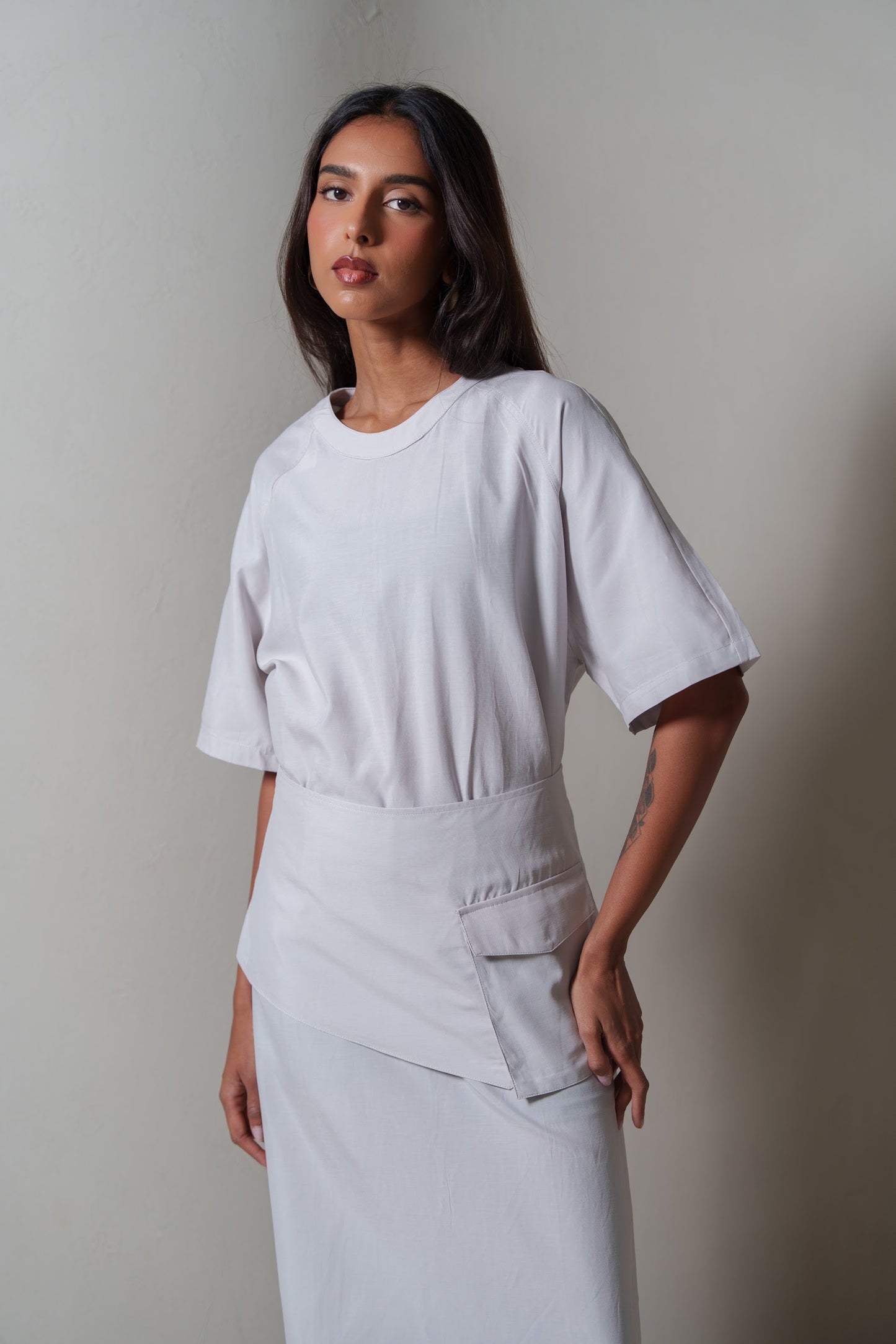 Modern Grey Belted Dress