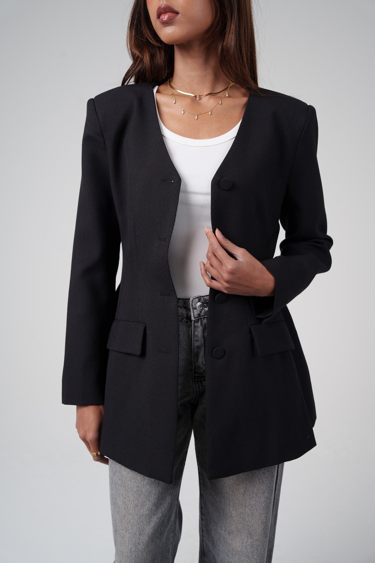 Structured Buttoned Blazer