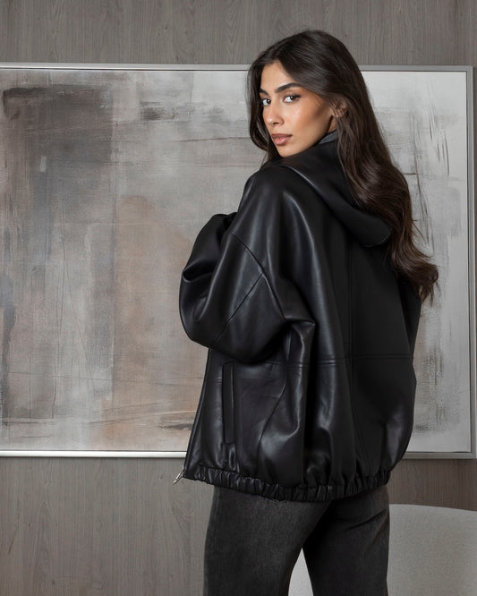 Hooded Leather Jacket