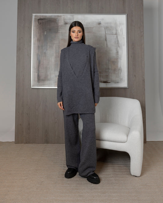 3 Piece Knit Set (Pants, Long Sleeve Top, & Sleeveless Top)