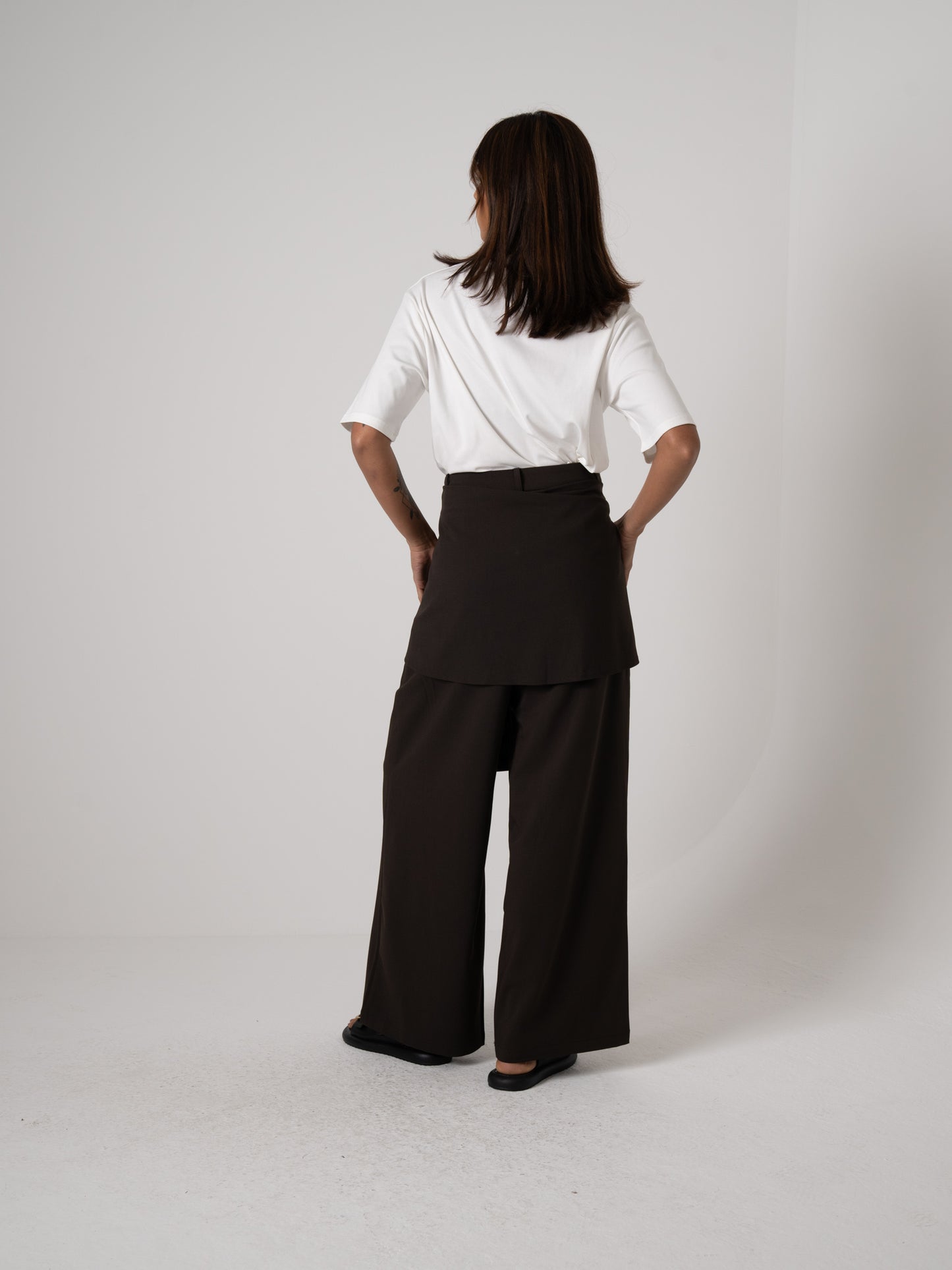 Tie-waist Dark Brown Pants