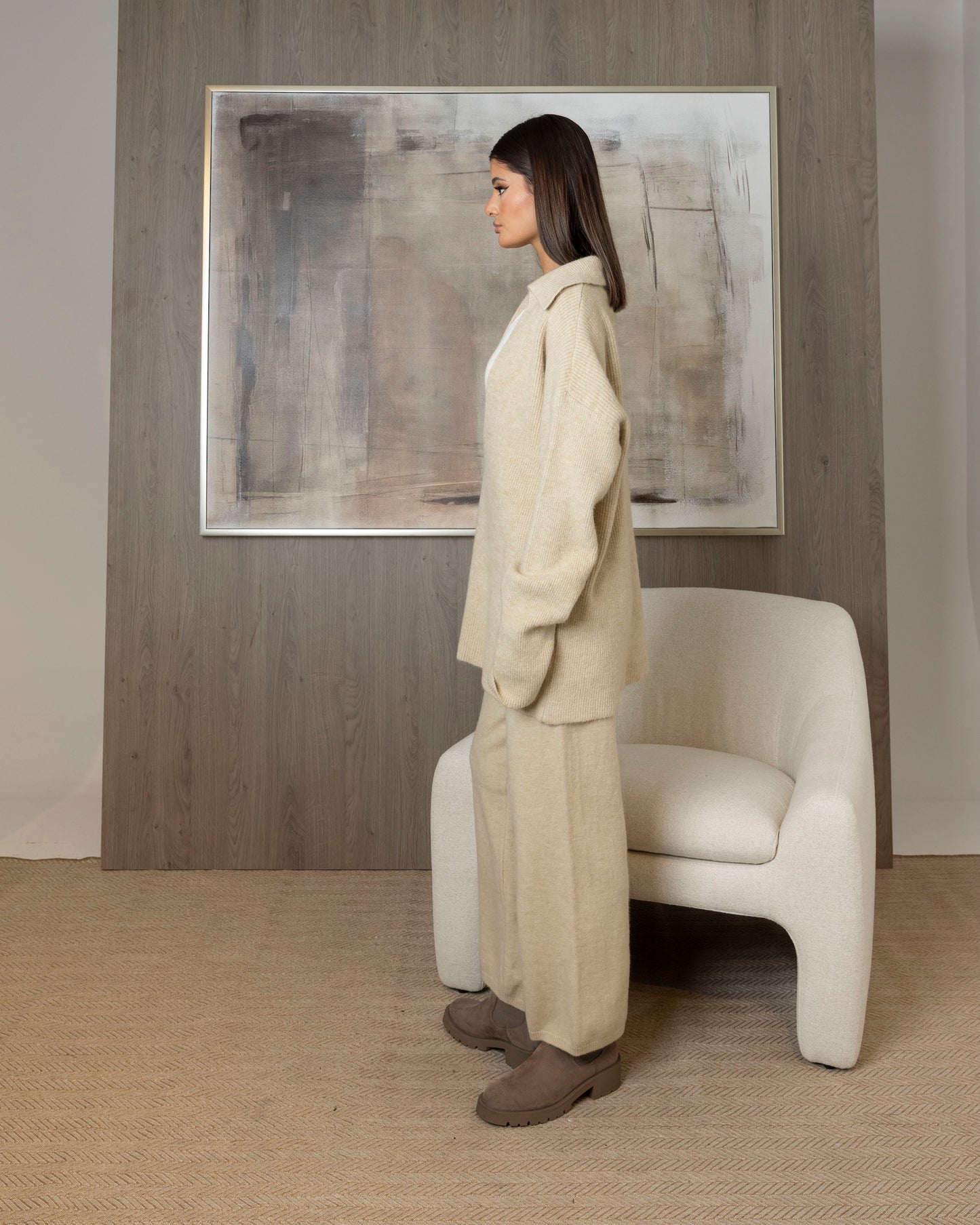 3 Piece Knit Set (Pants, Oversized Top, & White Tank)